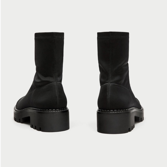 zara flat ankle boots with toe cap detail